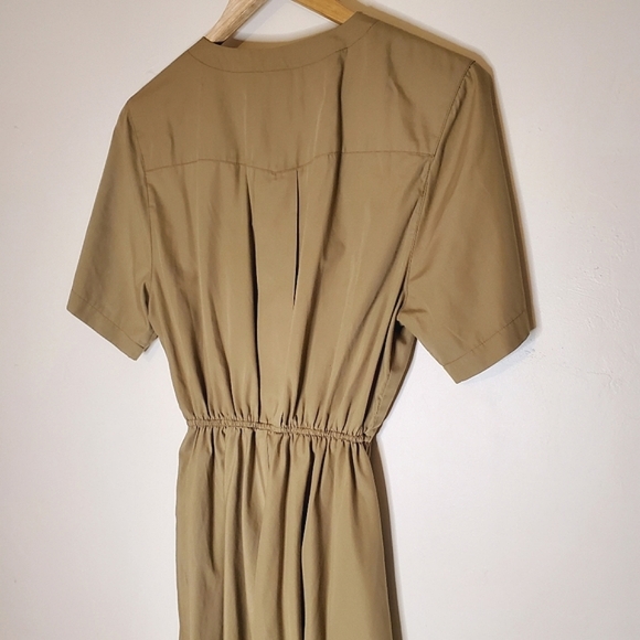 Revolution Muse Army-Influenced Dress with Pocket, Gathered Waist & Red Buttons - Picture 12 of 16